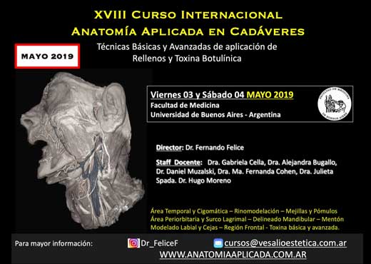 Curso Internacional Anatom&iacute;a Aplicada en Cad&aacute;veres: t&eacute;cnicas b&aacute;sicas y avanzadas de aplicaci&oacute;n de rellenos faciales y toxina botul&iacute;nica