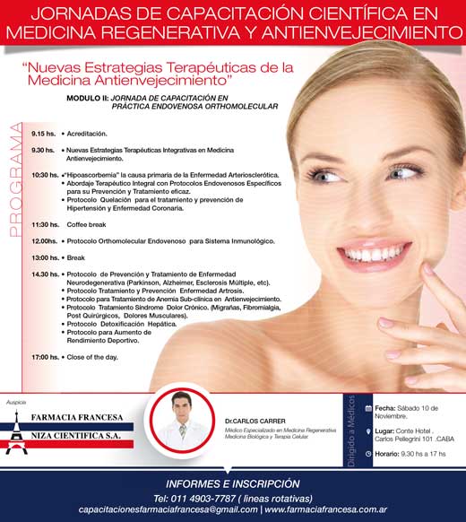Jornadas de capacitaci&oacute;n cient&iacute;fica en medicina regenerativa y antienvejecimiento